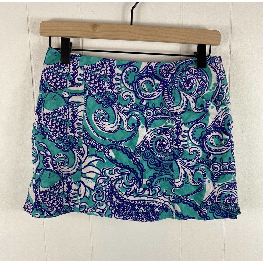 Lilly Pulitzer Floral Blue and White Skort